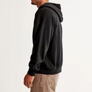 OEM Sweat à capuche zippé à double capuche pour hommes, poids lourd, logo personnalisé, sweats à capuche Boxy oversize à double fermeture éclair en éponge française avec impression bouffante - Product Image 4