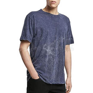T-shirt en coton délavé à l'acide de style High Street pour hommes, confortable et respirant, poids de 220 grammes, conception de couleur unie avec logo personnalisé - Product Image 1
