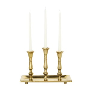 Deco Aluminum Metal Three <b>Candle</b> Candelabra with <b>Candle</b> <b>Plate</b> Gold Table Decoration Elegant <b>Candle</b> Holder for Dining Room - Product Image 1