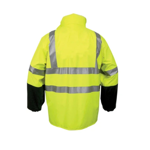 High Visibility Reflective Work <b>Jacket</b> Yellow Black Safety Coat with Reflective Stripes for Road <b>Workers</b> - Product Image 2
