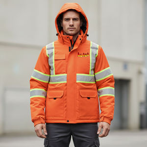 Chaqueta de Seguridad de Alta Visibilidad Color Naranja Clase 3, Color Sólido, Reflectante, Impermeable, con LED Intermitente, Logotipo Personalizado para Hombre - Product Image 1