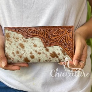 กระเป๋าคลัทช์หนังวัวมีเครื่องมือแกะสลักมือมาใหม่กระเป๋าเงินหนังสไตล์ตะวันตกอเนกประสงค์ - Product Image 1