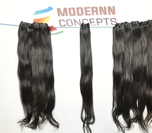 Vente en gros de cheveux humains noirs couleur longue ligne droite fabrication naturelle faisceaux Temple extensions de cheveux humains indiens - Product Image 5