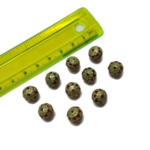 <b>10mm</b> Multicolor Meenakari Beads | Green Red Gold Enamel <b>Spacer</b> Beads | Handmade Indian Loose Beads for Jewelry & Craft Supplies - Product Image 1