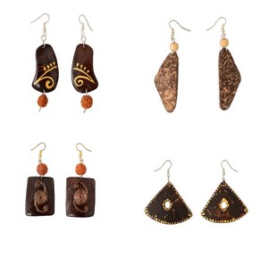 Joyería inspo Pendientes de cáscara de coco de tamaño mediano Pendientes de cáscara de coco personalizados ÁNGULO - Product Image 1