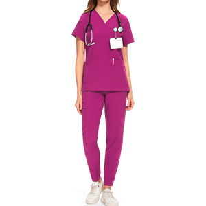 Enfermería médica verano Hospital Scrubs enfermería personalizado Hospital Scrubs uniformes conjuntos, cuello alto, manga corta - Product Image 6