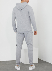 Venta al por mayor de peso pesado de algodón liso Multi bolsillos chándales chándal personalizado Cargo Hoody gimnasio Jogger dos piezas pesado Sudadera con capucha conjunto - Product Image 6