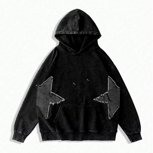 Sudaderas con Capucha de Invierno Personalizables de Alta Calidad con Bordado Desgastado para Hombre, OEM, Felpa Lavada al Ácido, Transpirable y Ecológica - Product Image 1