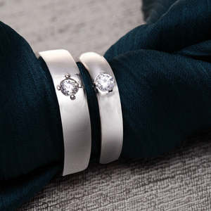 NOVAMART Fine Buy Premium 925 Pure Sterling Silver <b>Couple</b> <b>Rings</b> Classic Religious Style Gold Plated Pearl for Engagement Anniver - Product Image 2
