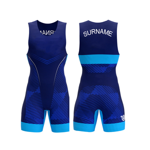 Service OEM bleu Plus Size Blue Wrestling Singlet Personnalisé 100% Polyester Wrestling Singlets - Product Image 1