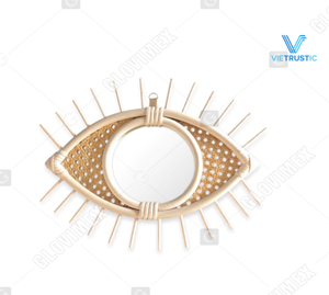 Espejo de baño rústico bohemio en forma de ojo de ratán de alta calidad, decoración de tamaño personalizado, muebles de comedor de Color Natural - Product Image 1
