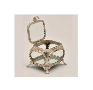Boîte à bijoux fantaisie en laiton et verre Design personnalisé Boîte à bijoux antique en verre et laiton Exportateur en gros - Product Image 2