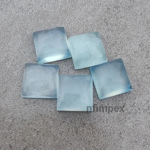 Cabochon naturel de forme carrée aqua laiteux dos plat AAA + pierres précieuses en gros calibrées de qualité, toutes les tailles disponibles - Product Image 1