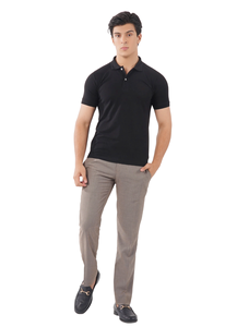 Design de mode confortable pour polo Plus Size Tissu tricoté respirant Top vente Couleur unie Noir - Product Image 2