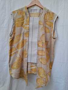 Gilet sans manches pour femme à imprimé feuilles, ouvert sur le devant, léger, en tricot, décontracté, pour superposition - Product Image 1