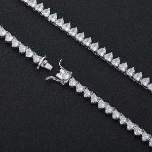 Collar de tenis de plata 925 con moissanita y circonitas, joyería hip hop con forma de corazón, cadena de tenis hip hop para mujer - Product Image 3