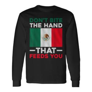 Camiseta de Manga Larga con Estampado de Inmigración ICE Raids, No Muerdas la Mano Que te Tiene Alimento - Producto Promocional - Product Image 1