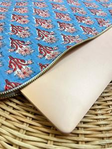 Quilted Cotton <b>Laptop</b> Sleeve <b>Cover</b> Slim Blue Red Peach Floral Design Eco-Friendly Handmade Artist Boho Business College - Product Image 4