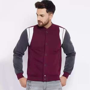 Blouson bombardier baseball noir unisexe logo personnalisé vente en gros pour hommes hiver fermeture éclair bouton décoration avant placement de logo - Product Image 1