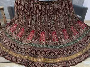 Velvet Lehenga Heavy Jarkan Cut Paste Rajwadi Work Double Can Fit 3,5 M Flair 1,2 M Maroon Rani Choli 2,5 M Dupatta para fiesta - Product Image 6