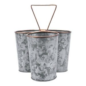 Best Sale Galvanized 3-Compartment Utensil Caddy For Parties Utensil Serve Ware Holder Dining Table Counter Top - Product Image 1