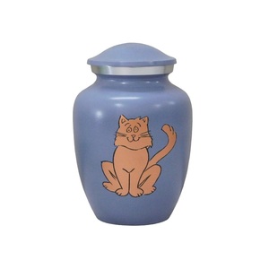 Urnas de cremación de aluminio para mascotas con estampado de pata y tiras de Peltre y urnas funerarias de metal con acabado de mármol azul para cenizas humanas - Product Image 4