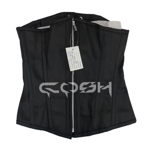 Corsé de Algodón Negro Gótico con Varillas de Acero Debajo del Busto y Cierre de Cremallera Frontal para Ropa Deportiva - Product Image 1