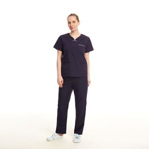 Combinaison de travail médicale en coton 100% écologique, personnalisée en usine, anti-froissement, uniforme médical d'hôpital, veste extensible, infirmière - Product Image 4