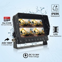 Monitor DVR Melia IP69K Resistente al Agua de 7 Pulgadas |   Grabadora de 4 Canales 1080P con Almacenamiento SD de 512 GB |   Sistema de cámara con vista nocturna de pantalla dividida para