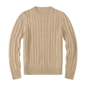 Pull à manches longues pour homme Pull d'hiver personnalisé Col rond classique Jacquard torsadé Anti-froissement Pull en tricot décontracté - Product Image 5
