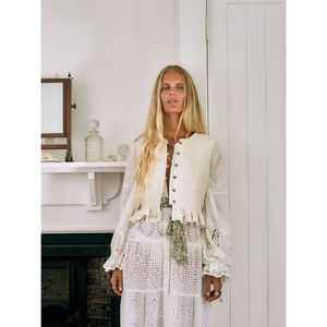 Gilet Sandro en tissu Tesela ivoire, vêtement d'extérieur élégant - Product Image 3