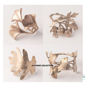 Anillo para Servilletas de Aluminio de la Mejor Calidad, Diseño de Hojas, Chapado en Oro, Nuevo, Vajilla de Estilo Elegante, Precio Impresionante - Product Image 2