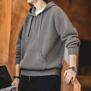 Sudaderas Personalizadas para Hombre, Tejido Waffle, Material de Algodón y Acrílico de Alta Calidad, Media Cremallera y Estilo con Capucha, Características Transpirables - Product Image 2