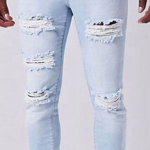 Pantalones vaqueros personalizados para hombre, pantalones vaqueros ajustados y desgastados, pantalones vaqueros rasgados para hombre, servicio de diseño OEM, tarifa al por mayor, precio barato - Product Image 5