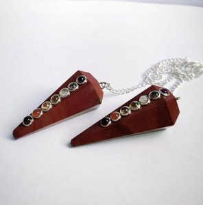Jaspe rojo 7 Chakra péndulo 6 ágata facetada cristal piedra preciosa pulida para radiestesia curación Feng Shui amor estilo regalo Idea - Product Image 2