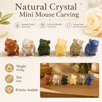 Statuette d'animal mignonne en cristal de pierre précieuse naturelle sculptée en forme de mini souris pour la décoration de bureau, d'étagère et pour les collectionneurs