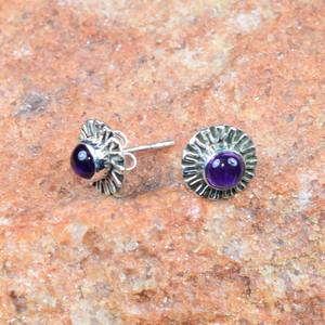 1 paire de boucles d'oreilles en argent sterling 925 avec améthyste violette naturelle, bijoux de créateur pour mariage et fête, cadeaux - Product Image 2