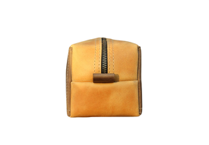 Trousse de toilette en cuir véritable de style vintage pour hommes, sac cosmétique de voyage pour maquilleur, sac à fermeture éclair, logo personnalisé de beauté professionnelle - Product Image 3