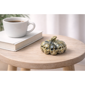 Handcrafted 4-6 cm Natural Bumblebee Onyx <b>Skull</b> Pumpkin Carving Stone Crystal for Home & Halloween <b>Decorations</b> - Product Image 2