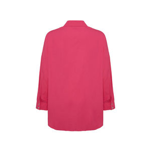 Blusa Casual de Negocios para Mujer - Corte Holgado, Popelina a Cuadros, Cuello con Volantes, Top Corto - Product Image 3