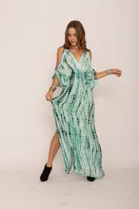 Robe pour femmes Robe décontractée à manches courtes col en V Max Robes pour femmes Robe maxi imprimée en pur coton pour soirée de mariage - Product Image 2