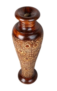 Florero de piso de madera Sheesham alto y pesado intrincadamente elaborado, florero de madera largo rústico, decoración elegante para el hogar y la Oficina - Product Image 4