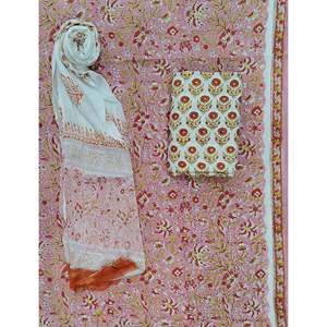 Salwar Kameez sin coser con estampado a mano y Dupatta de Chiffon para uso diario, material de vestido tipo Saree pakistaní indio - Product Image 1