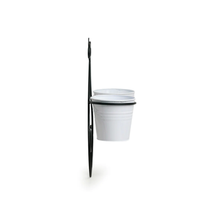 Metal Hanging Indoor White Planter <b>Stand</b> With Round Galvanized Bucket Flower <b>Pots</b> & Planters and <b>stand</b> - Product Image 4