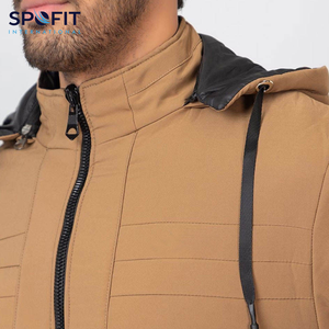 Chaqueta de invierno Softshell de moda de calle alta unisex, impermeable, capucha con cremallera completa, tela de lona, cuello levantado, Material suave calentado frontal - Product Image 6