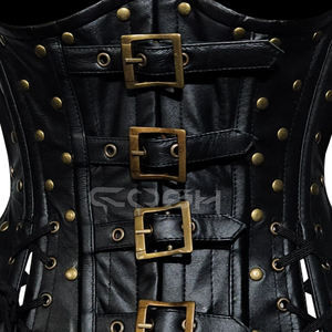 Corset gothique noir en cuir style punk rock avec boucles antiques – Fabricant et fournisseur du Pakistan - Product Image 6