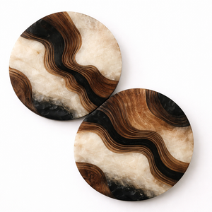 wholesale price Premium Aqua Resin Coasters with Wood Inspired Wavy Design Elegant Drink Mats for Home and Office - Product Image 2