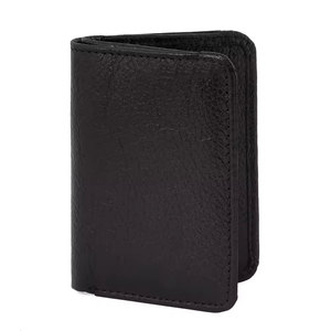 Cartera Bifold de Cuero Genuino de un Solo Color, Venta Caliente OEM 2026, Cartera Bifold de Cuero PU de un Solo Color de Excelente Calidad para Hombre - Product Image 1