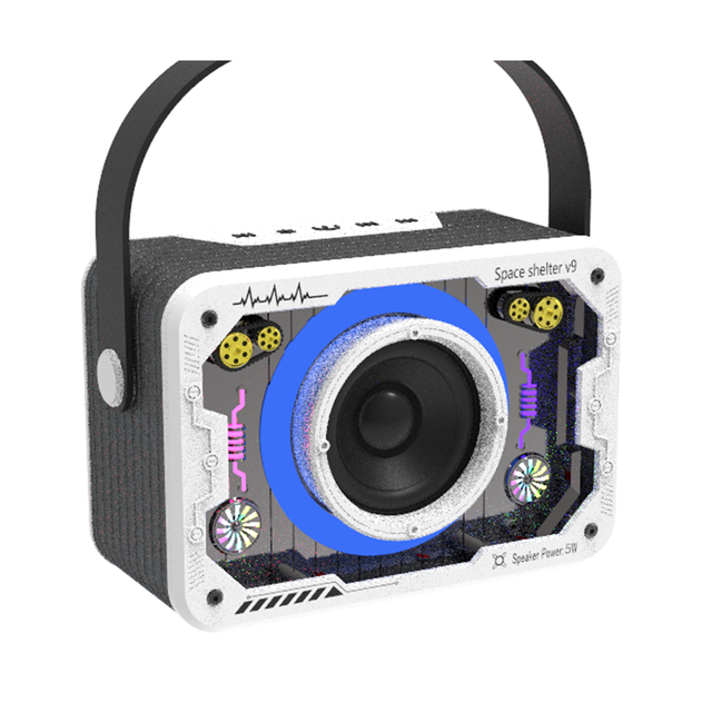 Custom Wholesale Mecha Transparent Style Portable Wireless  Speaker WithMic Mini Outdoor Karaoke Machine Speaker