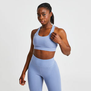 ชุดออกกำลังกายผู้หญิง 2 ชิ้น เสื้อชั้นในกีฬาแบบเซ็กซี่ระบายอากาศได้ดี กางเกงเลกกิ้ง แห้งเร็ว แขนยาว ชุดโยคะ ผ้าริบ  พร้อมโลโก้  สำหรับออกกำลังกาย - Product Image 3